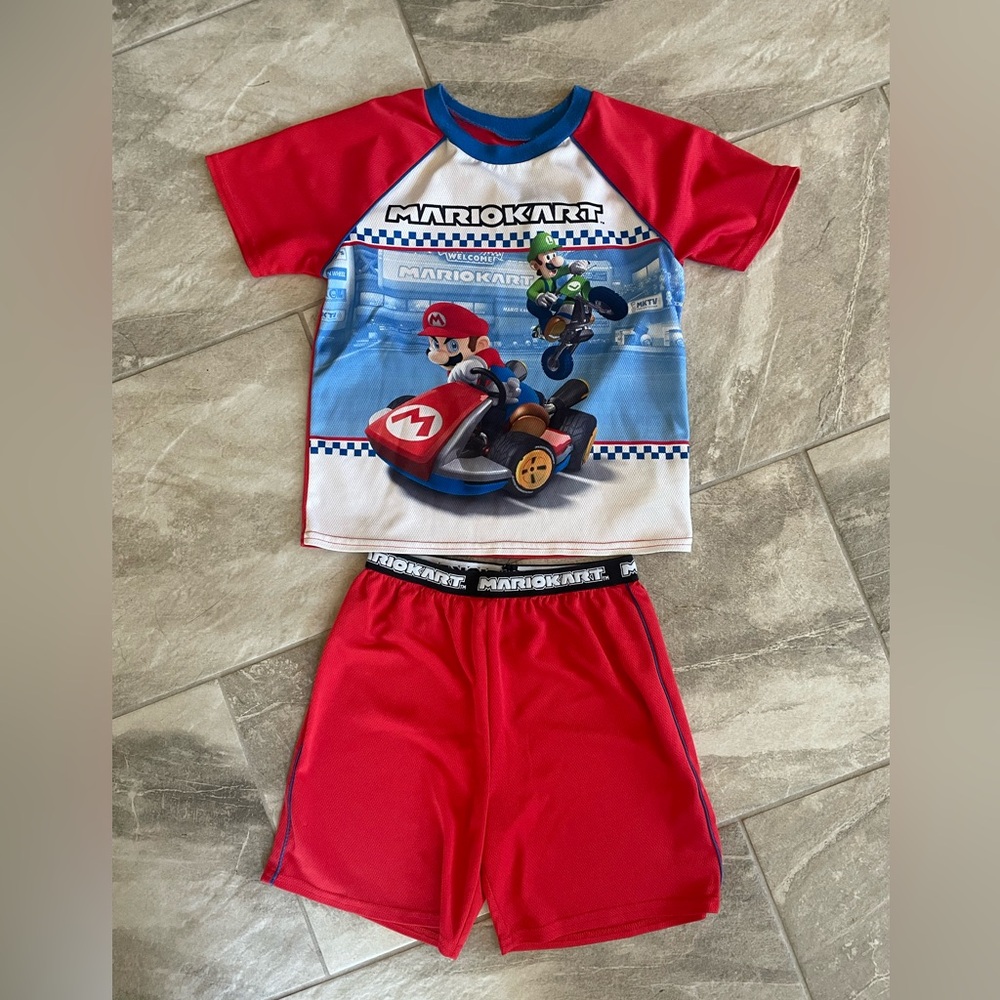 Mario Kart Red and Blue Kids Pajama Set